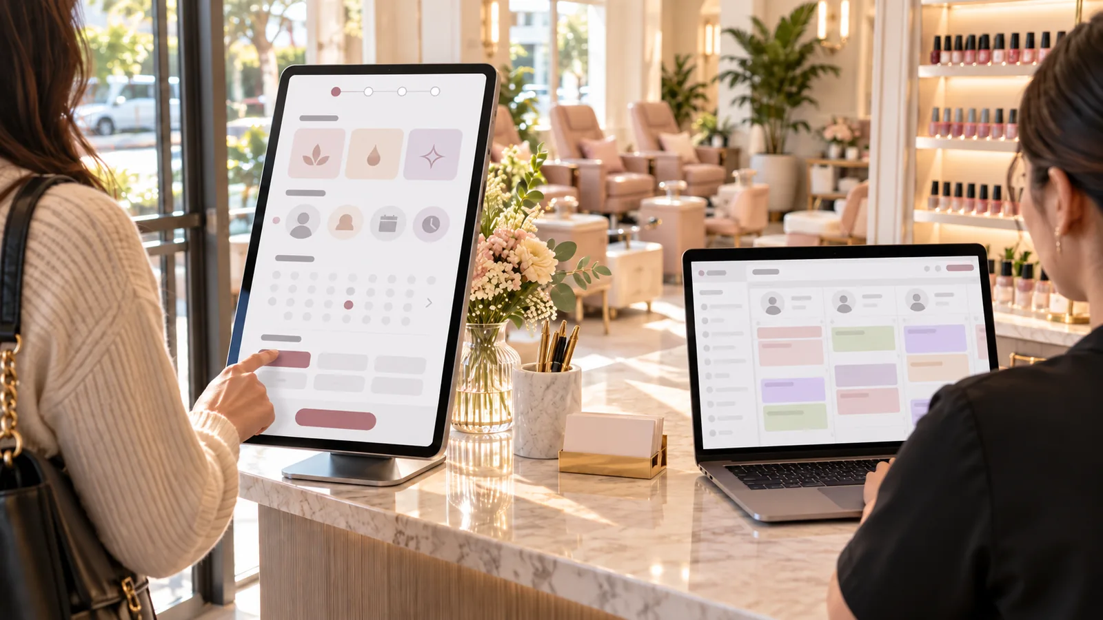 Trang đặt lịch online cho tiệm, lưu dữ liệu thật
