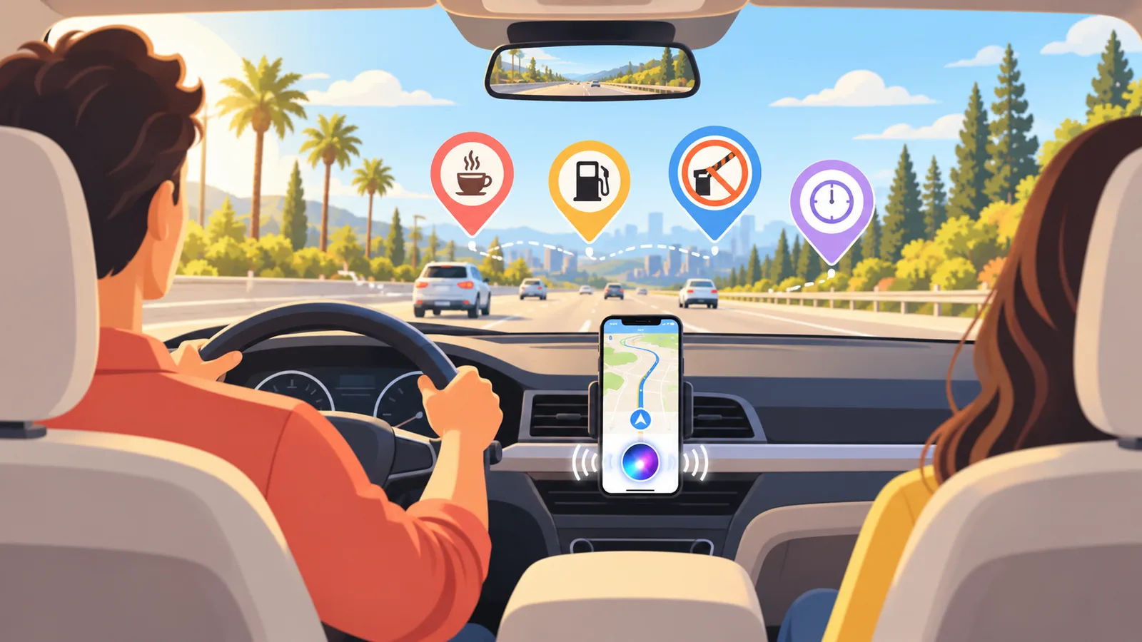 Hỏi Gemini bằng giọng nói trong Google Maps khi đang lái xe: tìm chỗ dọc đường, hỏi giờ tới, tránh trạm thu phí