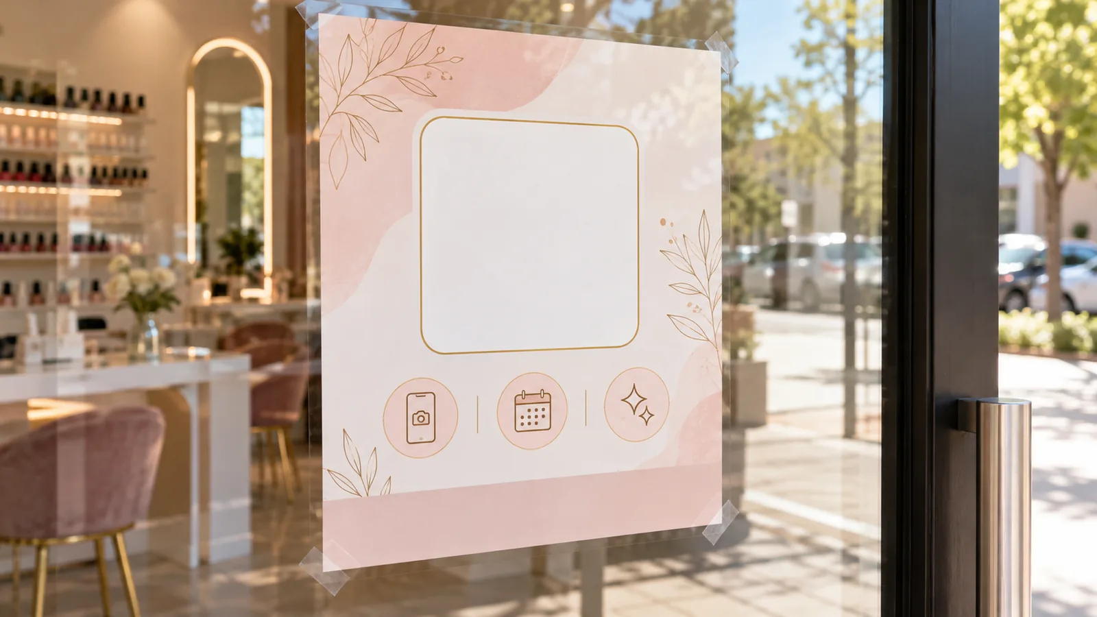 Poster mã QR đặt lịch dán cửa tiệm