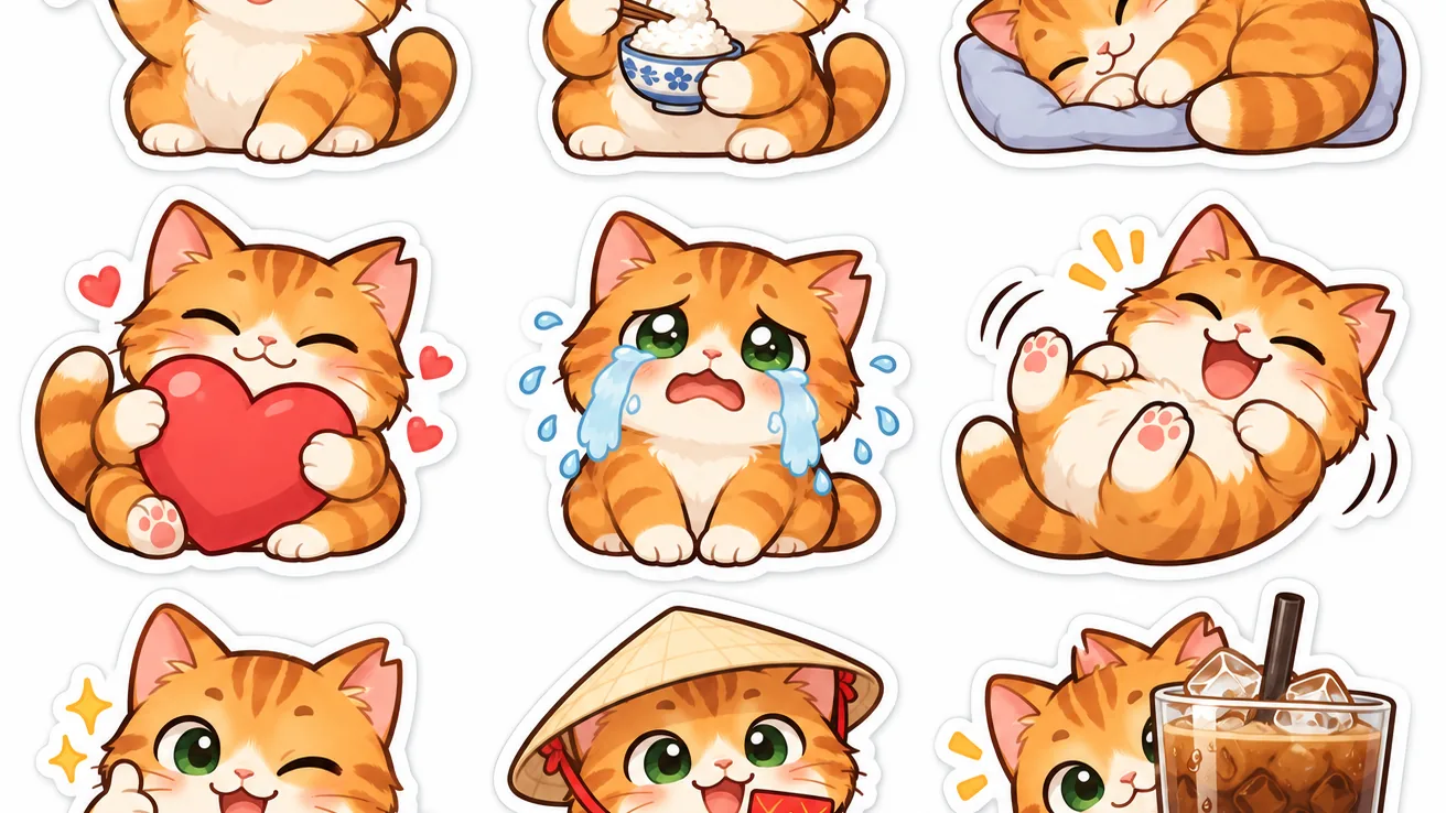 Bộ sticker hoạt hình riêng cho nhóm chat gia đình từ hình thú cưng nhà mình